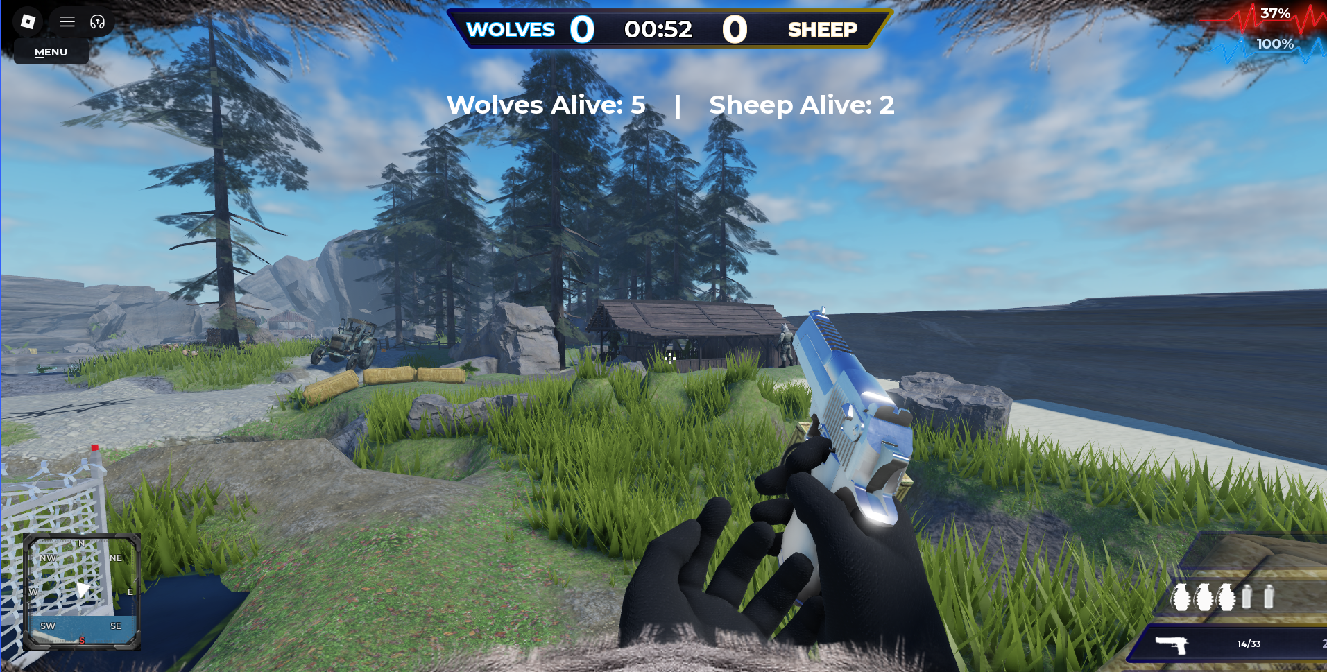 Automatic rifle firing in Wolves vs Sheep